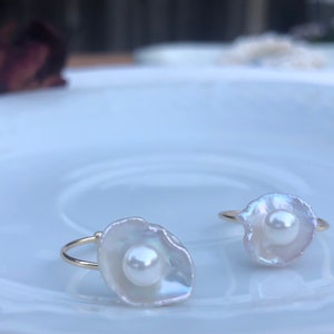 Double Baroque Pearl Flower Ring, Gold Filled or Sterling Silver