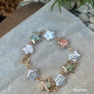 14K gold filled multicolored Genuine pearl star elegant bracelet. bracelet. dainty bracelet. minimalist bracelet. Gift for her.