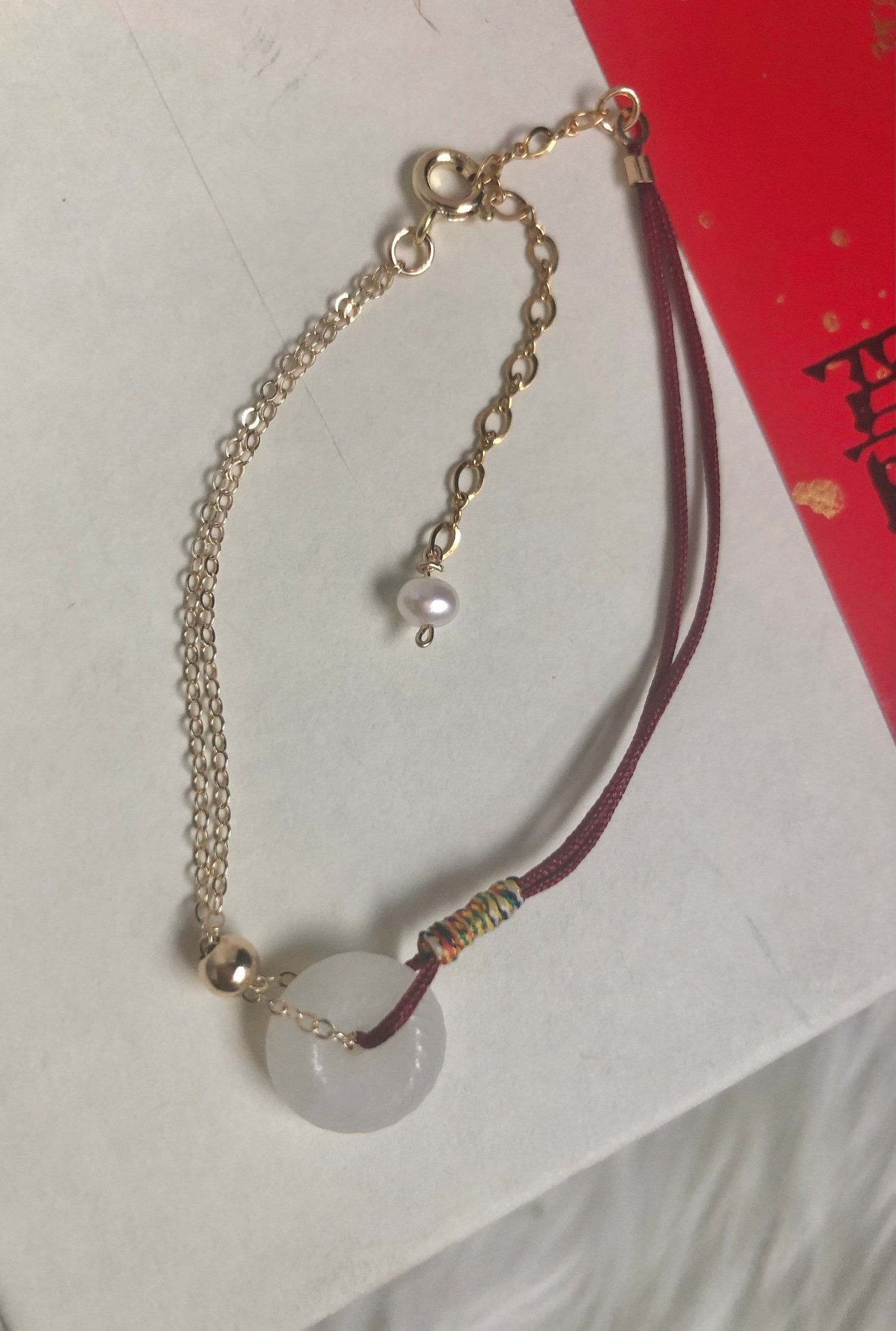 14K Gold Filled Natural Jade Luck Bracelet adjustable Donuts Etsy