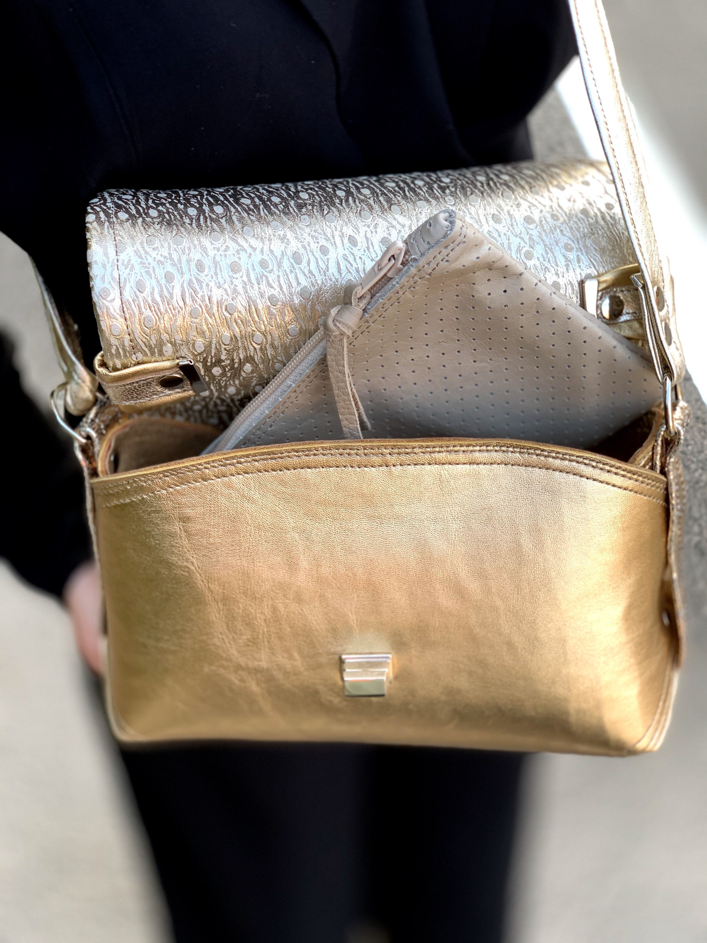 Golden Leather Purse Gold Bag Gold Handbag Golden Leather Etsy
