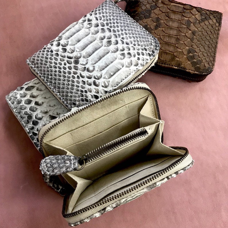 Real Python Snakeskin Wallet Python Zipper Leather Wallet | Etsy