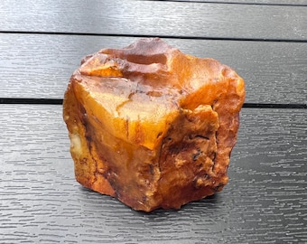 Raw Baltic Amber Nugget: Unpolished Yellow Butterscotch color stone (132.7g)