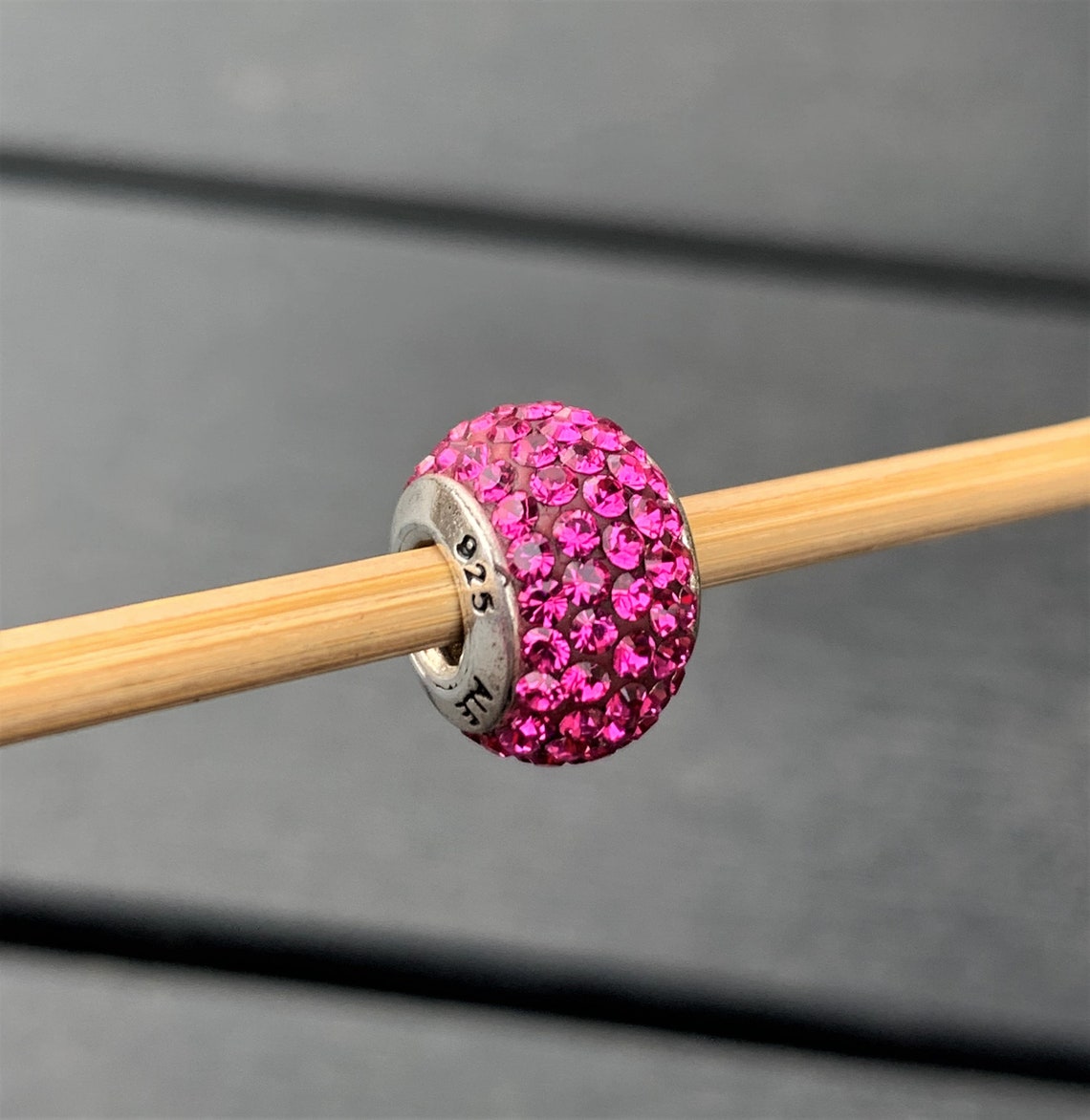 Swarovski Crystal Bracelet bead. Pandora charm bead. Pink Etsy