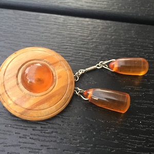 Amber brooch. Wood amber brooch. Exclusive! Vintage 1960. Dziesmusvetku brosa! Dziesmusvetki Latvia