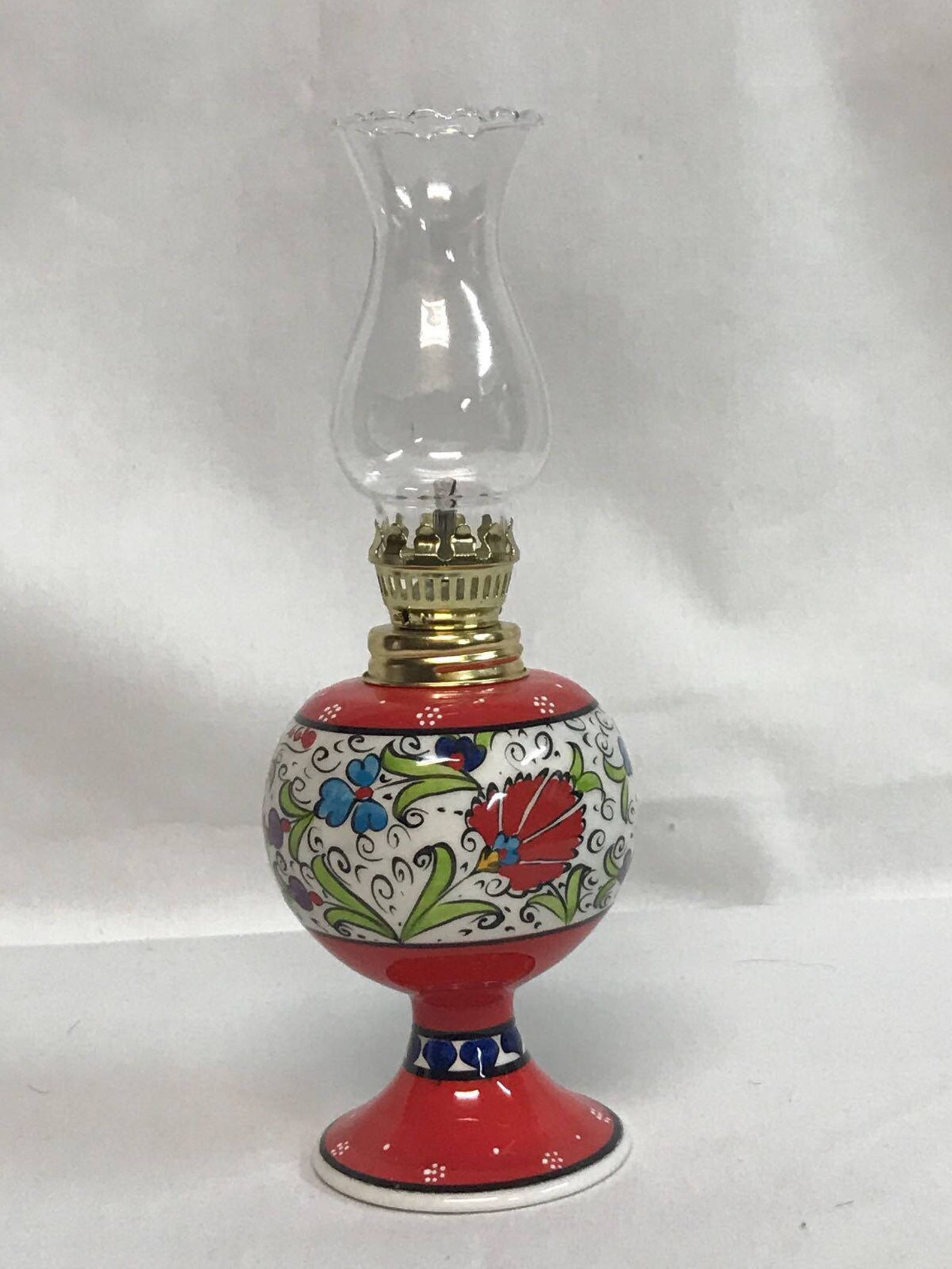 Hand Made and Hand Painted Turkish Ceramic Oil Lamp. Measures Etsy
