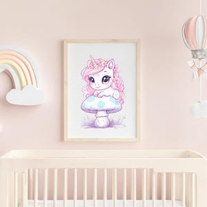 Adorable Unicorn Poster, Cute Kids Room Decor, Magical Wall Art, Gift for Children, Whimsical Nursery Print, Baby Shower Gift