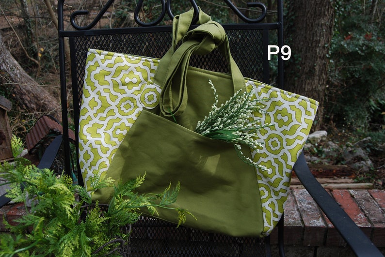 Green canvas bags
