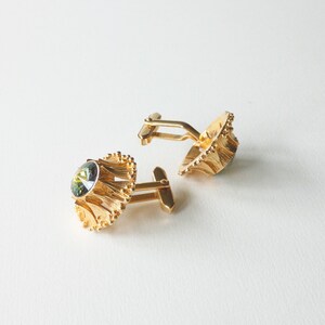 Boutons De Manchette Vintage Rivoli En Or Avec Strass - Pour Homme - Occasion Très Bon état