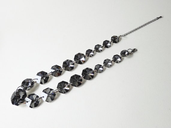 Vintage Swarovski octagonal graduating grey cryst… - image 3