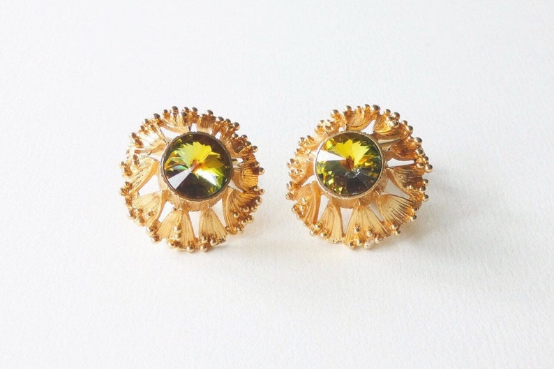 Boutons De Manchette Vintage Rivoli Strass - Ton Or - Occasion Très Bon état