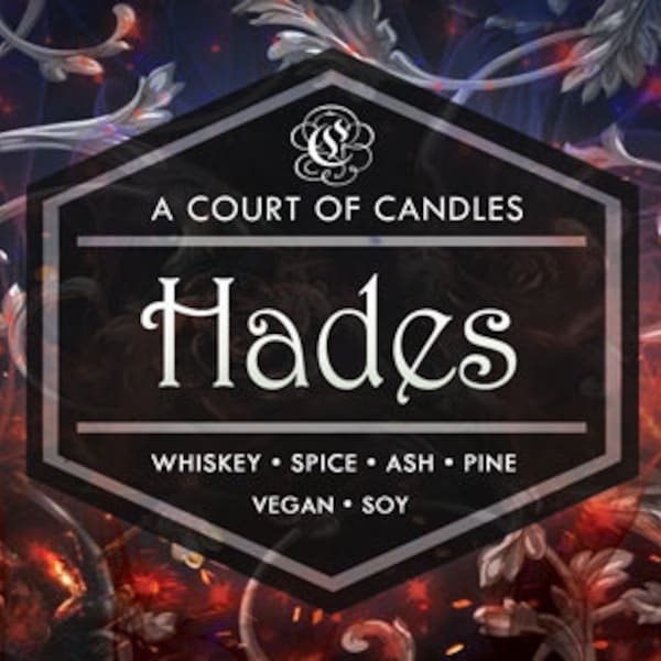 Hades - Vela de cera de soja de 9 oz - Un toque de oscuridad / Serie Hades x Perséfone por Scarlett St. Clair.