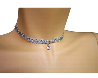 chokers with Zircon jewelry, Jewelry, sexy jewelry, also available in hypoallergenic chain on demand