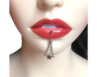 Surgical Steel Labret Piercing Jewelry - Lip Ring - vertical labret piercing