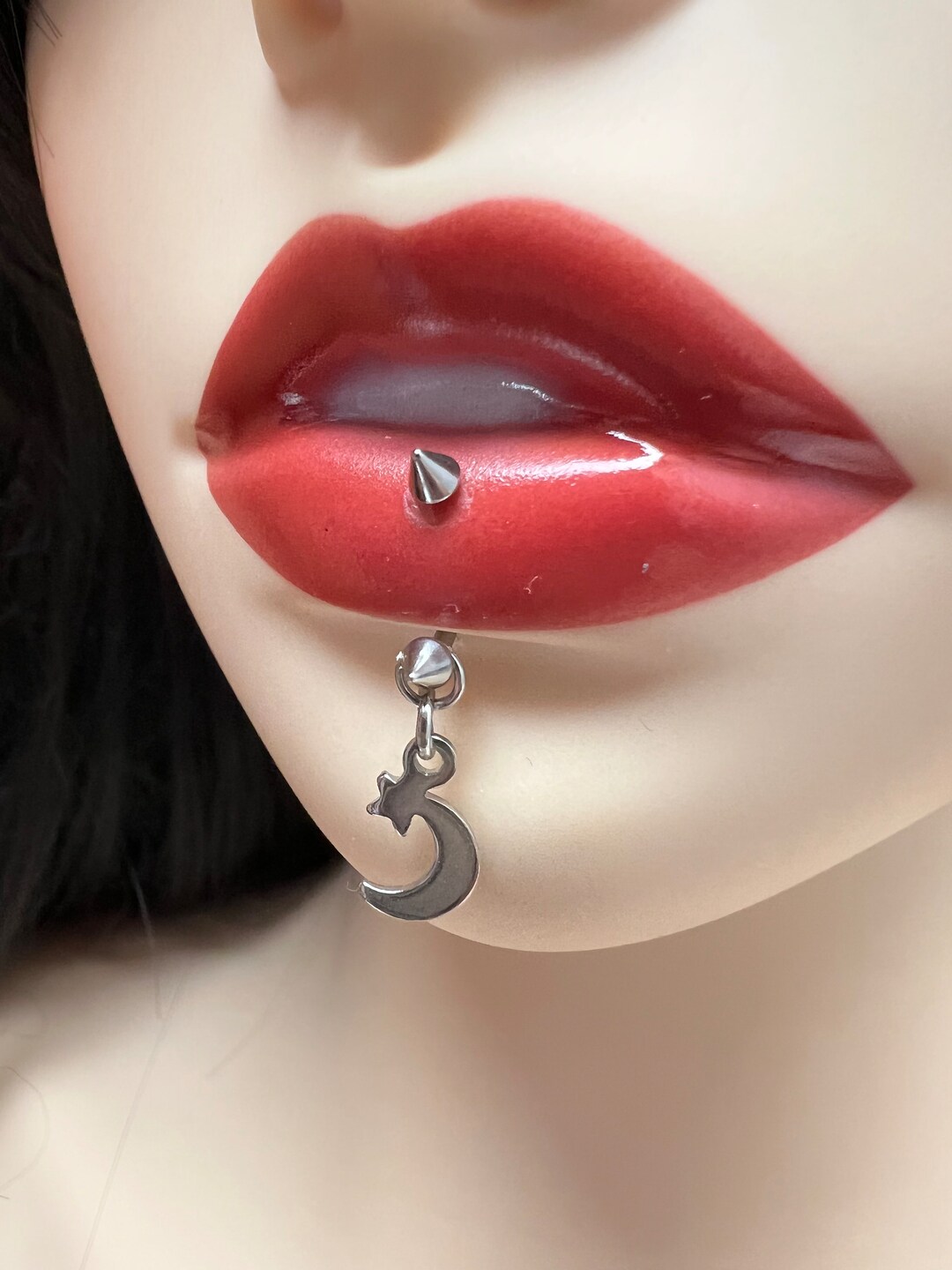 Surgical Steel Labret Piercing Jewelry Lip Ring Vertical Labret