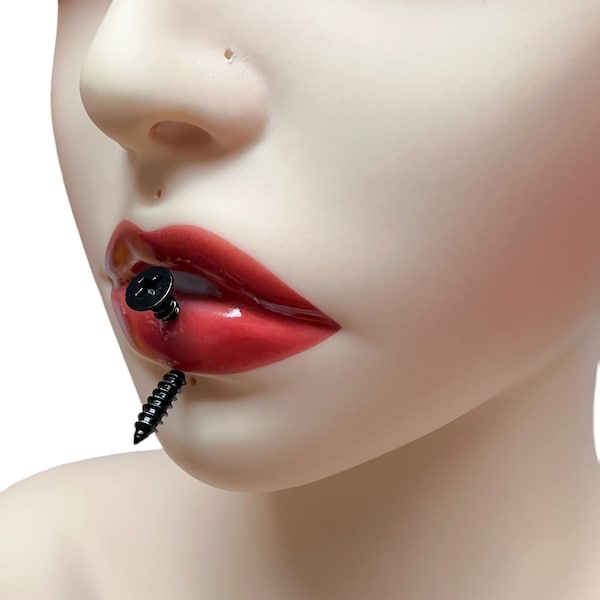 Lips Piercing Jewelry with screw - Lip Ring - vertical labret piercing