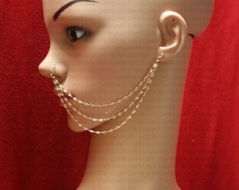 Nose Chain to Ear With Balls Fake Nose Cuff With Chain Non