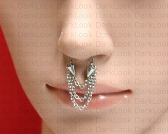 Nose chain, Nose ring with chains, Stainless steel,  Nose ring with chain