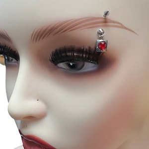 Swarovski Red Crystal Eyebrow Barbell: 316L Stainless Steel Curved Piercing
