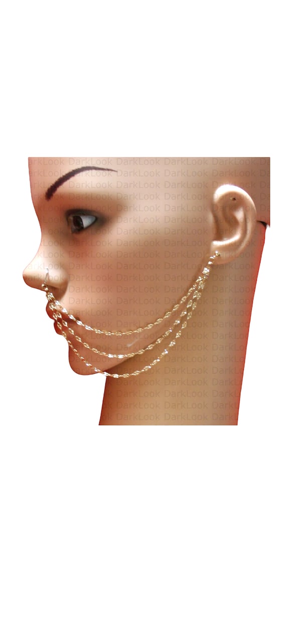 Nose chain Nose ring with chains Titanium 20 Gauge Nose ring with chain rose gold stainless