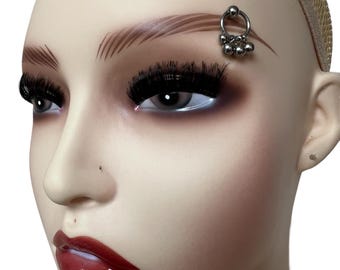 Stainless Steel Eyebrow Barbell: Curved Piercing Jewelry (10mm Ring, 8mm Bar)