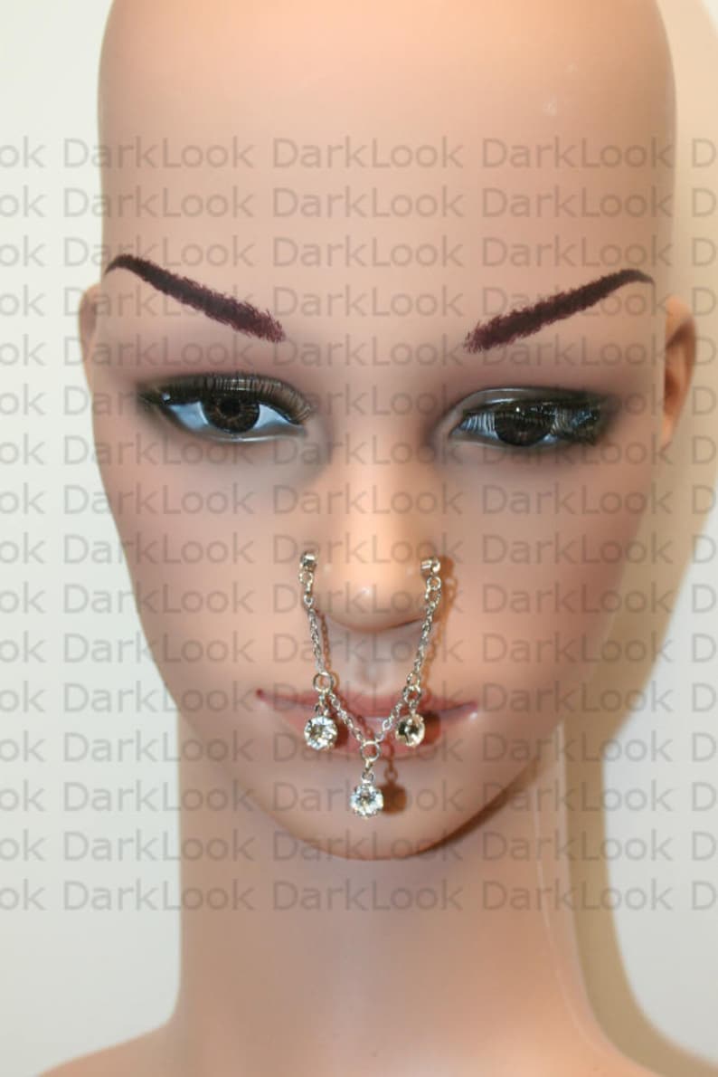 Nose chain Nose Stud with chains Stainless steel 21 Gauge Etsy