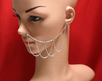 Nose chain, Nose ring with chains,Titanium 20 Gauge Nose ring with chain