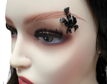 Spike & Spider Eyebrow Bar: 316L Stainless Steel Curved Piercing Jewelry