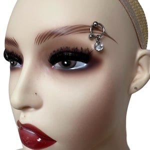 Swarovski Eyebrow Ring: Stainless Steel Curved Barbell