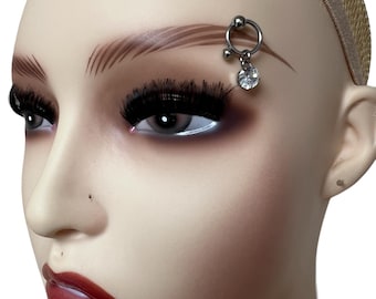 Swarovski Eyebrow Ring: Stainless Steel Curved Barbell