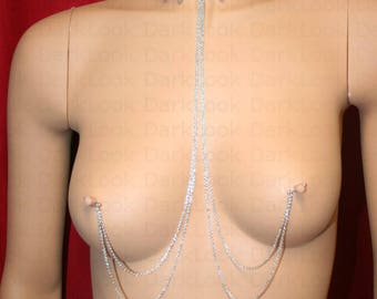 Nipples jewelry with swavorski, Nipple piercing Jewelry, sexy jewelry, also available in hypoallergenic chain on demand