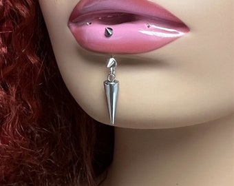 Surgical Steel Labret Piercing Jewelry , lips piercing with spike - Lip Ring - vertical labret piercing