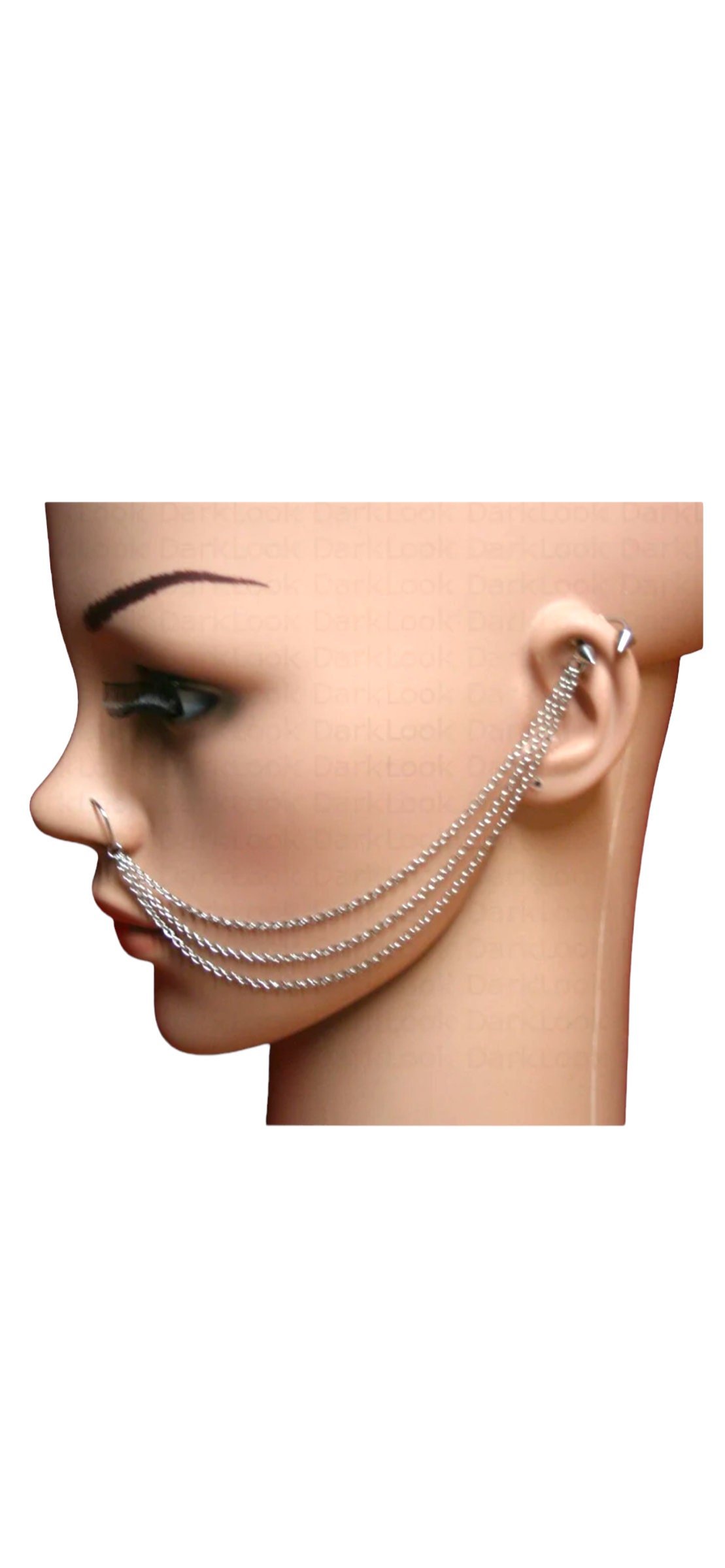 Nose Chain to Ear With Balls Fake Nose Cuff With Chain Non