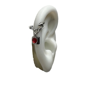 Helix piercings , helix jewelry with red crystal