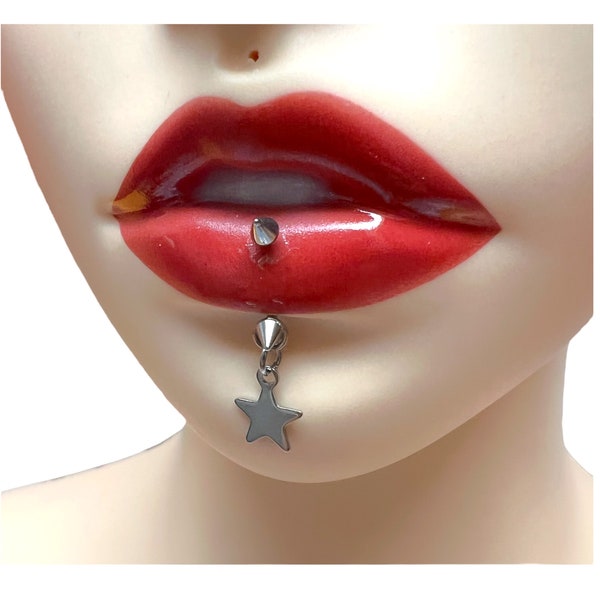 Surgical Steel Labret Piercing Jewelry - Lip Ring - vertical labret piercing