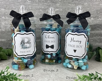 Page Boy Gift, Sweet Jar, Personalised  Page Boy Present, Page Boy, Usher Favours, Best Man, Wedding Sweet Favours, Wedding Party Gift