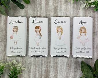 Flower Girl Gift Personalised  Mini Chocolate Bar, Thank You For Being Our Flower Girl, Flower Girl Proposal, Personalised Chocolate Bar
