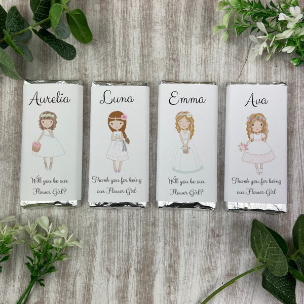 Flower Girl Gift Personalised  Mini Chocolate Bar, Thank You For Being Our Flower Girl, Flower Girl Proposal, Personalised Chocolate Bar