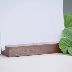 Single Large Wood Sign Holder | 1 Walnut Picture Holder | Art Print Stand | Large Table Number Holder | Food Sign, Menu or Calendar Stand