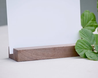 Single Large Wood Sign Holder | 1 Walnut Picture Holder | Art Print Stand | Large Table Number Holder | Food Sign, Menu or Calendar Stand
