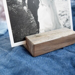 Walnut Wood Photo Stand Dark Wooden Picture Display Postcard, Card, Art or Photograph Holder image 2