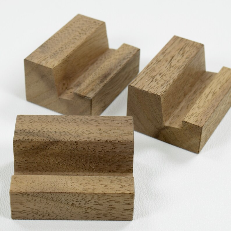 Set Of 3 Vertical Wood Business Card Holders Display Stands Etsy