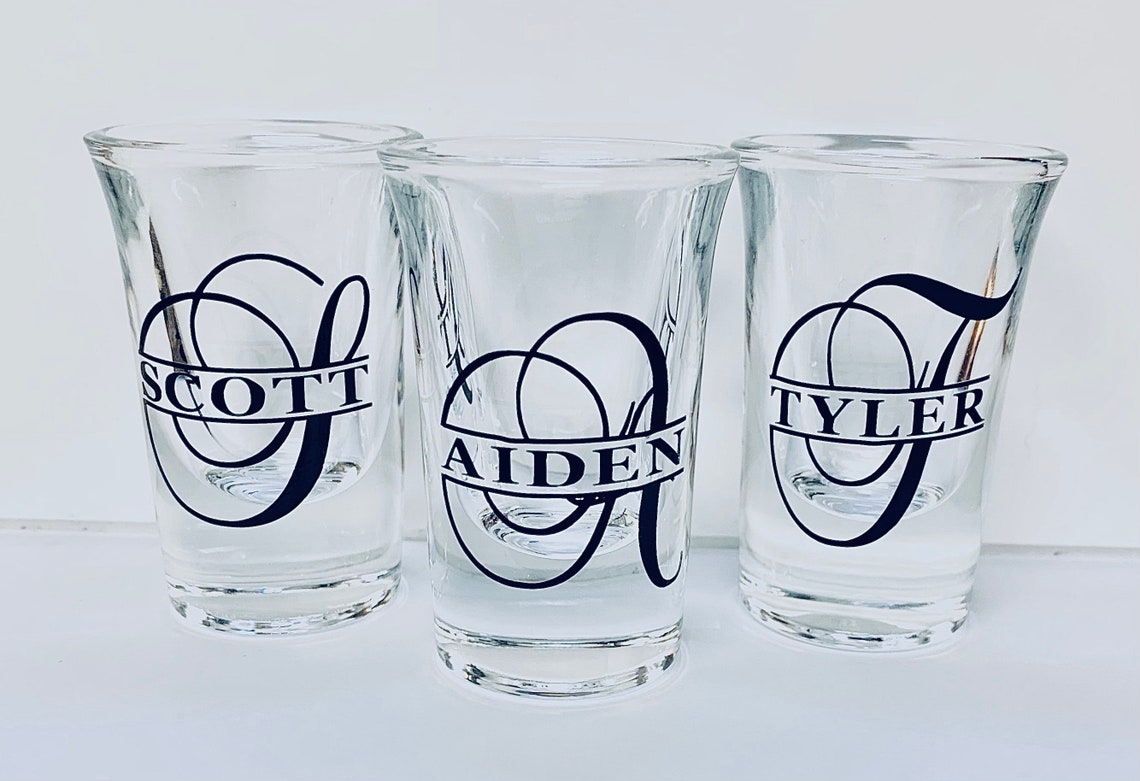 Personalized Monogram Shot Glasses for Men Split Monogram Etsy
