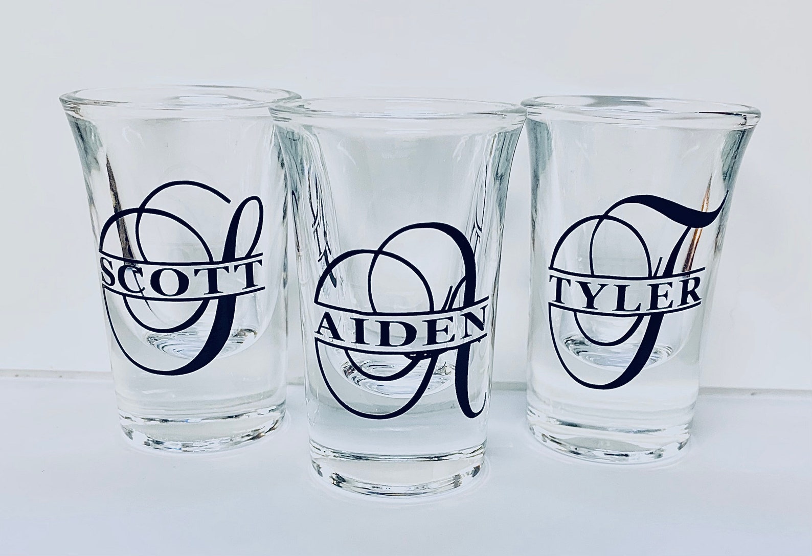 Last name split monogram glass men s monogram shot glass etsy