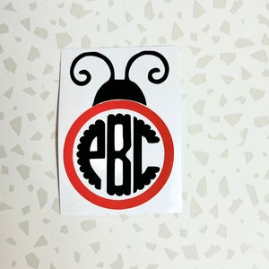 Ladybug Decal | Lady Bug Monogram Decal | Monogram Ladybug | Initial Decals With Ladybugs | Monogram Decal Ladybug | Lady Bug Vinyl Sticker