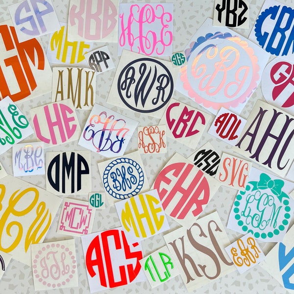 Personalized Monogram Decal | Small Vinyl Initial Decal | Personalized Monogram Sticker | Round Monogram Decal | Simple Monogram Decal