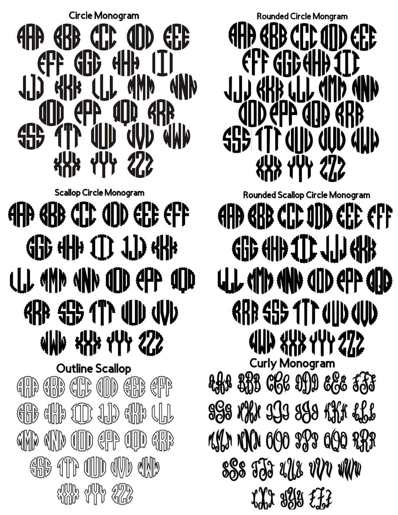 4 Initial Monogram Decal Four Letter Monogram Decal 4 Etsy