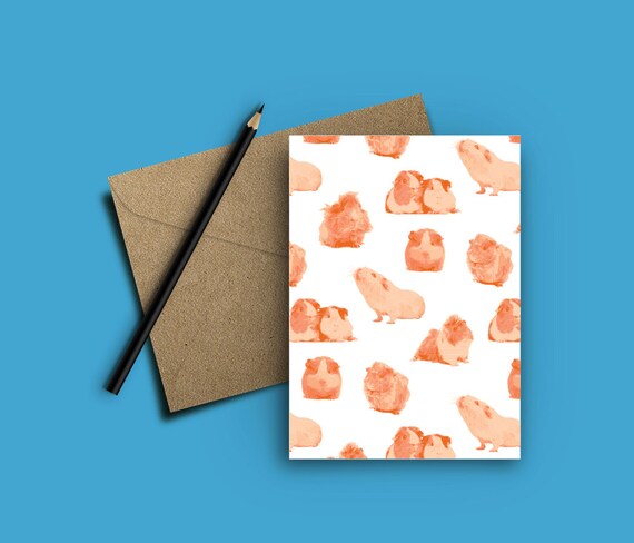 guinea pigs 5x7 greeting card notecard stationery thats etsy 5x7 note card