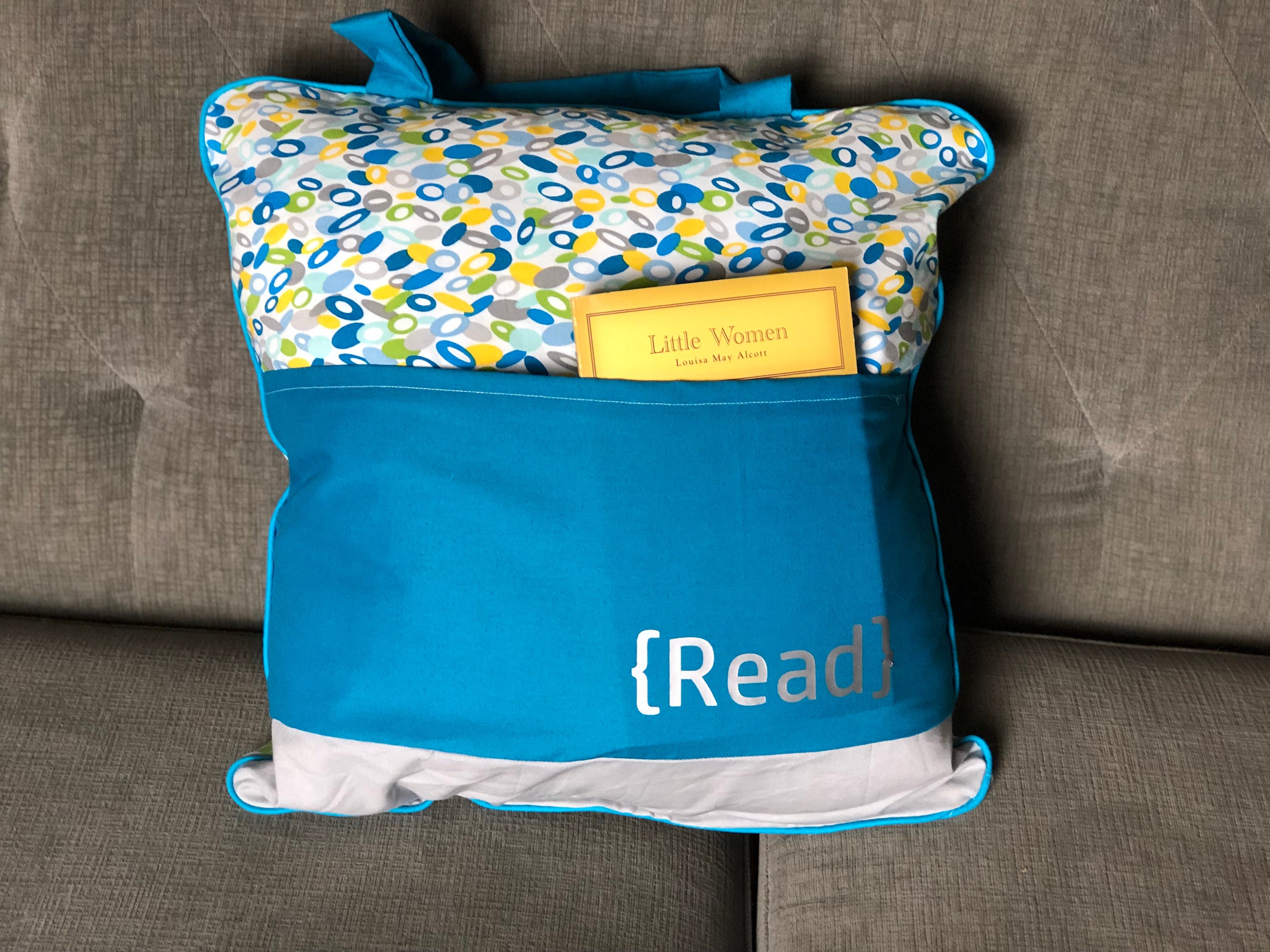 Reading Pillow blue and green Etsy