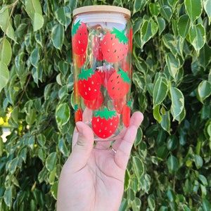 Strawberry glass can