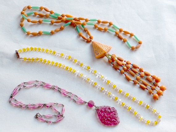 Three Antique Czech Necklaces Neiger Brothers Glas